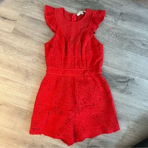 Adorable red lacey romper!